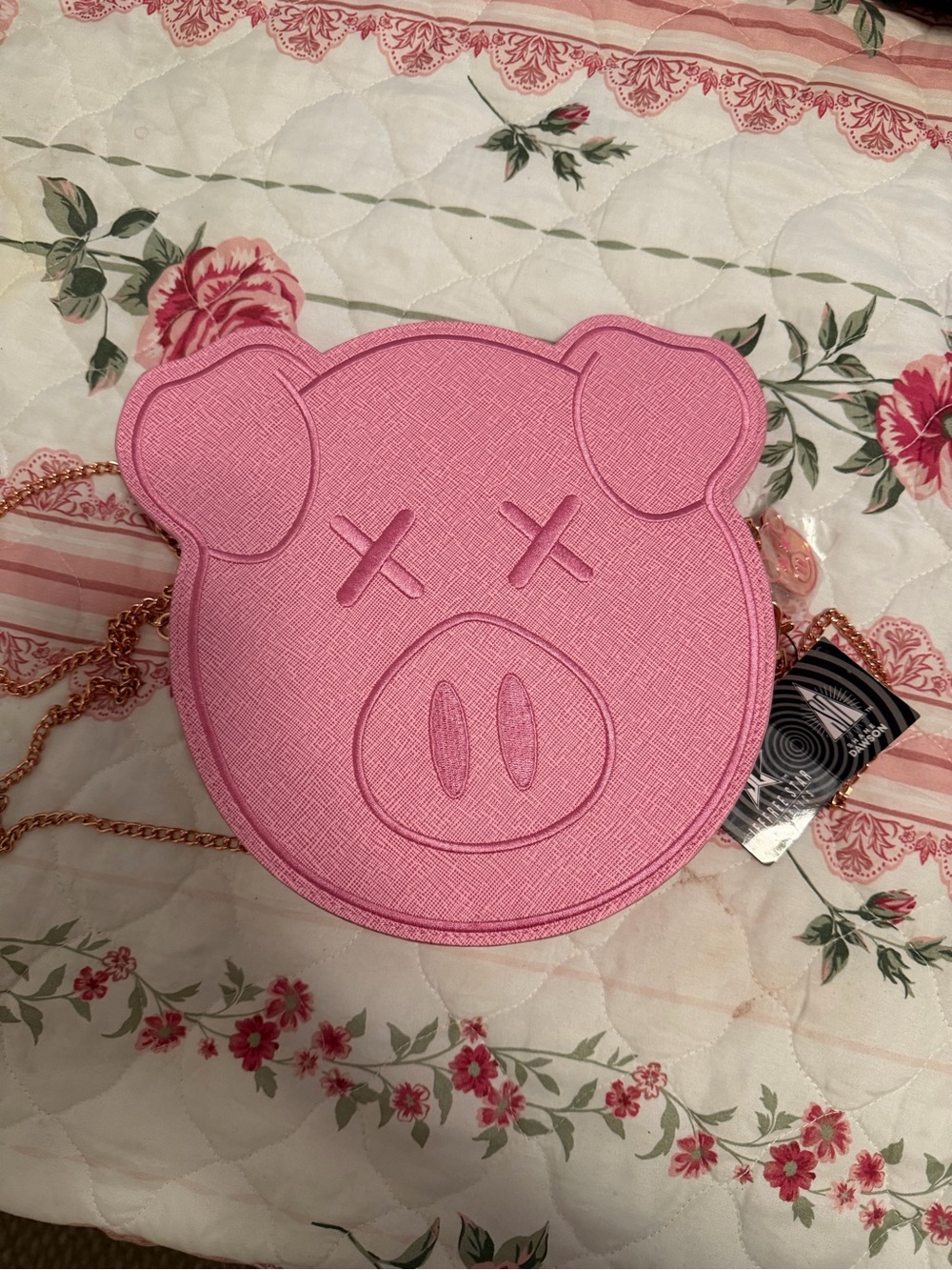 Jeffree Star Pink Pig Face Crossbody Purse with Rose Gold Chain Strap